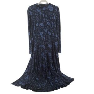 Loft Womens XL Dress Blue Celestial Gothic Boho Maxi Moon Mystic Witchy‎ Y2K 90s